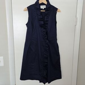 Elizabeth McKay Scotland Navy Ruffle Wrap Dress Size 8